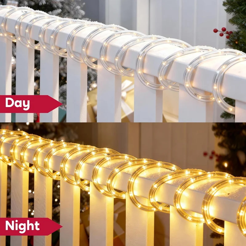 40FT LED Candy Cane Rope Lights, Waterproof 360 LED Christmas Decor Lights - (Warm White)