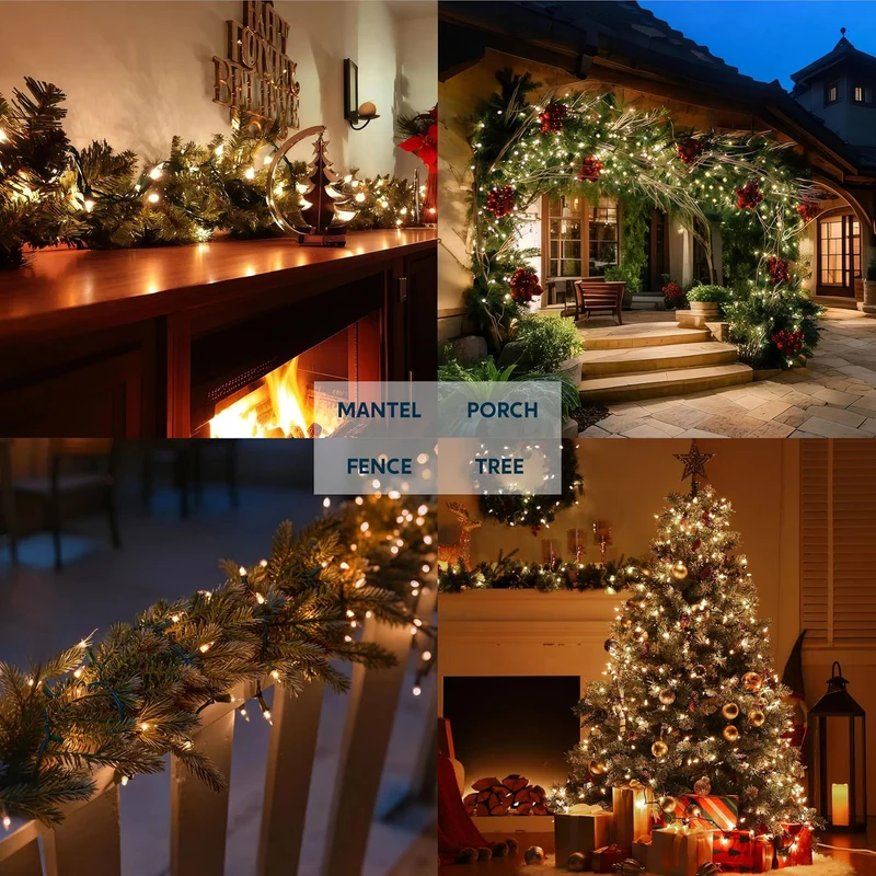 Clear Christmas String Lights 100CT Mini Warm White Fairy Light,19.4 FT Lighting Decor - Green Wire