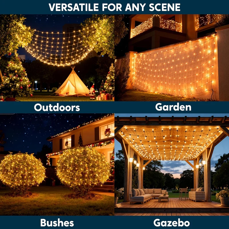 2PK Christmas Net Lights,150 CT Warm White for Indoor & Outdoor Decorations