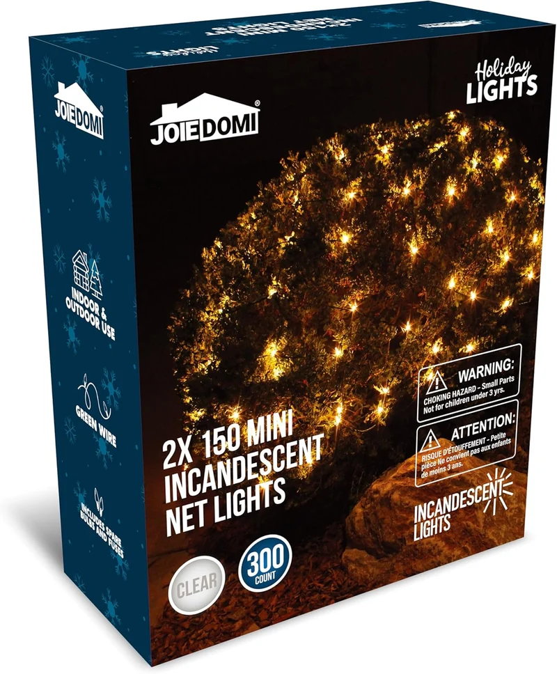 2PK Christmas Net Lights,150 CT Warm White for Indoor & Outdoor Decorations