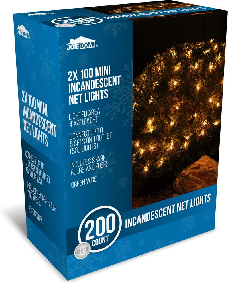 2Pk Christmas Net Lights, 100 CT Warm White for Indoor & Outdoor Christmas Decorations