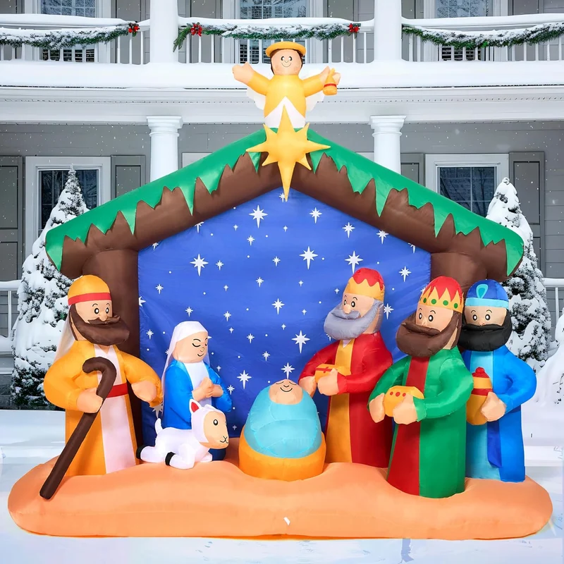 Joiedomi Christmas Inflatables Nativity Scene, Christmas Blow Up Nativity Set with Build-in LEDs for Xmas Party Yard Outdoor Indoor Garden Lawn Décor