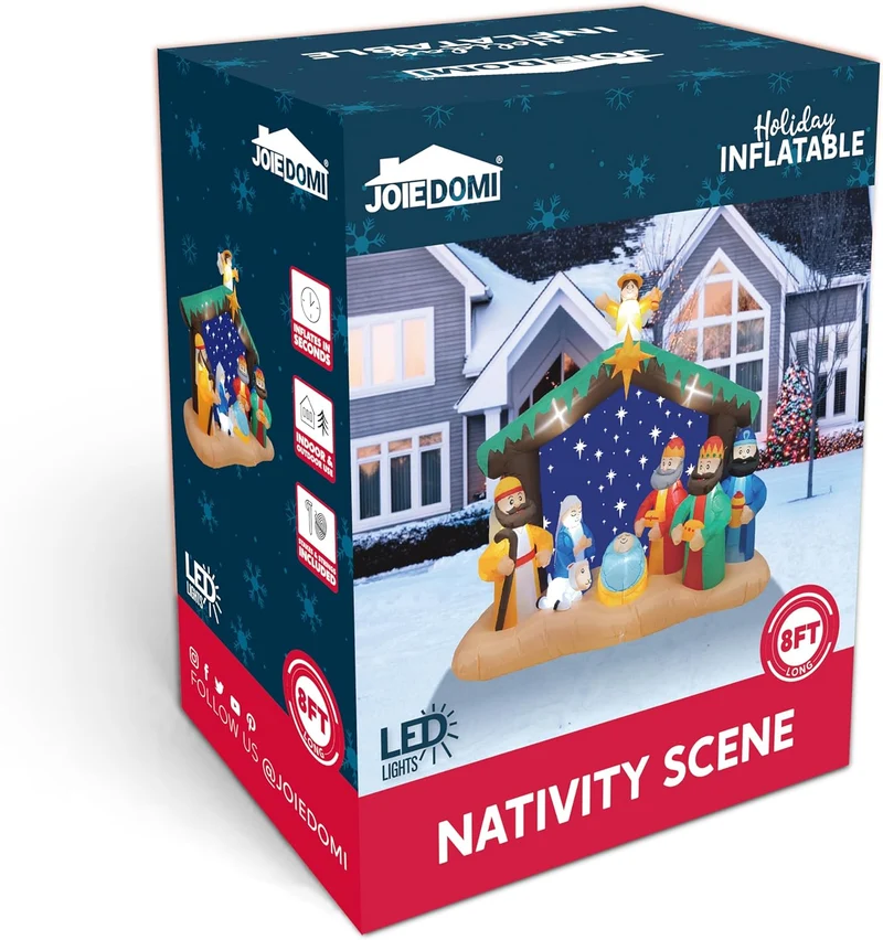Joiedomi Christmas Inflatables Nativity Scene, Christmas Blow Up Nativity Set with Build-in LEDs for Xmas Party Yard Outdoor Indoor Garden Lawn Décor