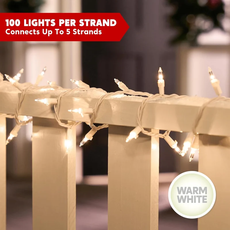 Christmas String Lights 200CT Mini Warm Fairy,43FT Lighting Decor - White Wire