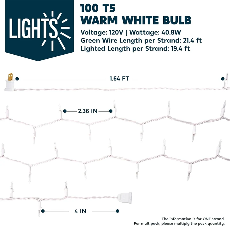 Christmas String Lights 200CT Mini Warm Fairy,43FT Lighting Decor - White Wire