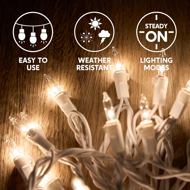 Christmas String Lights 200CT Mini Warm Fairy,43FT Lighting Decor - White Wire