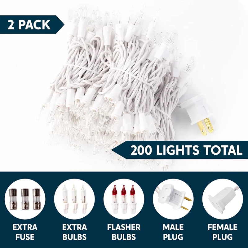 Christmas String Lights 200CT Mini Warm Fairy,43FT Lighting Decor - White Wire