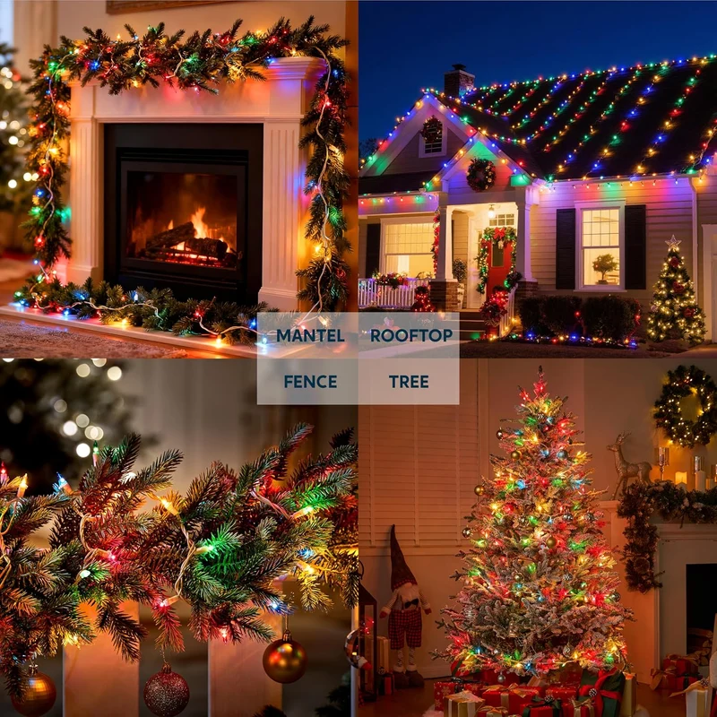 Christmas String Lights Indoor 100CT Mini Multicolor Light w/ 21.4 FT - White Wire