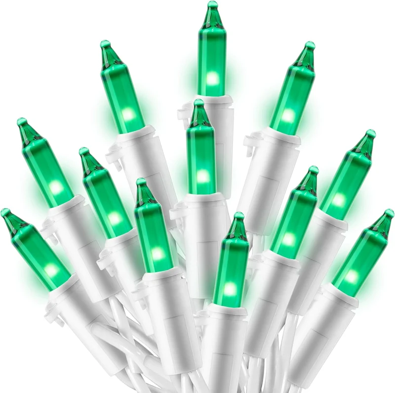 Christmas String Lights Indoor 100CT Mini Green Light 21.4 FT Lighting Decor - White Wire