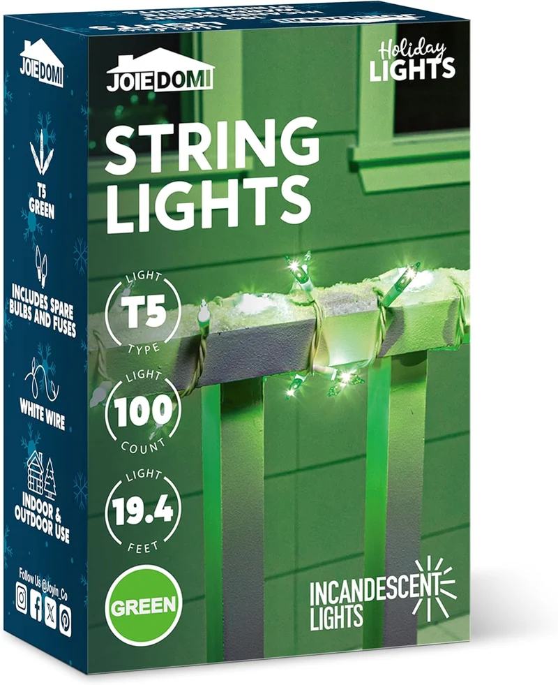 Christmas String Lights Indoor 100CT Mini Green Light 21.4 FT Lighting Decor - White Wire