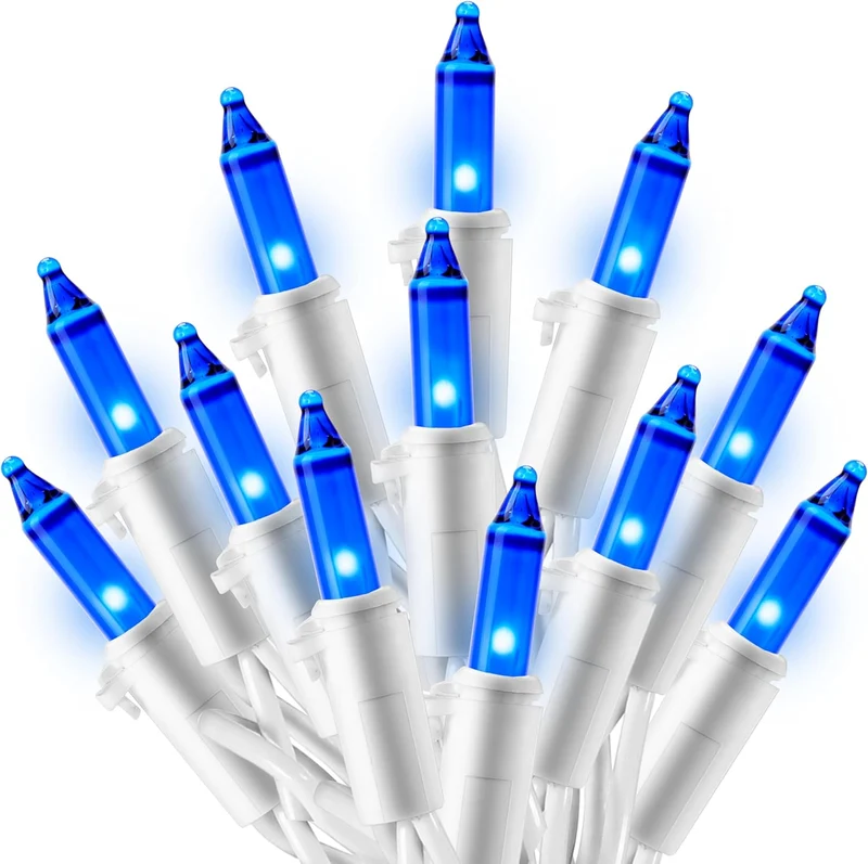 Christmas Lights Outdoor, 100ct 21.4ft String Decorations (Blue) - White Wire