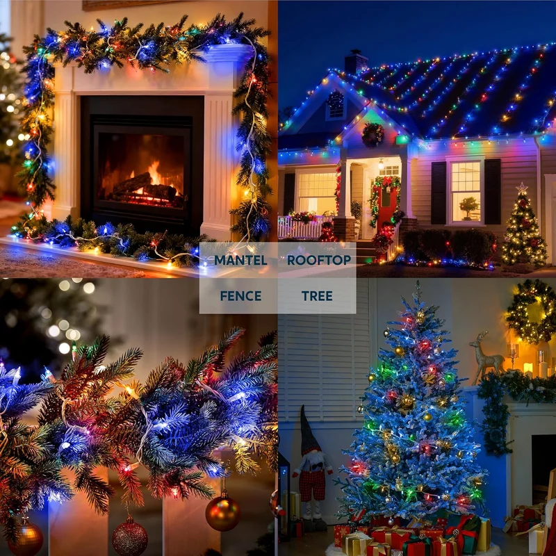 Christmas Lights Outdoor, 100ct 21.4ft String Decorations (Blue) - White Wire