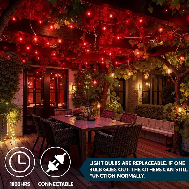 Christmas String Lights, 100CT 21.4 FT Lighting Decor - Mini Red