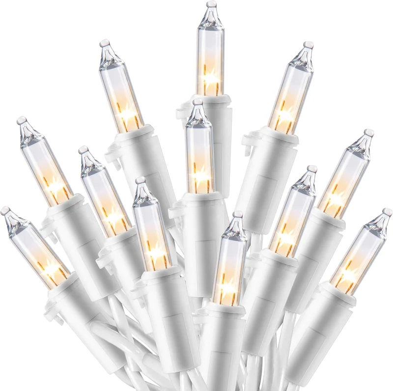 Christmas String Lights, 100CT Mini Warm Fairy Light,21.5FT Lighting Decor - White Wire