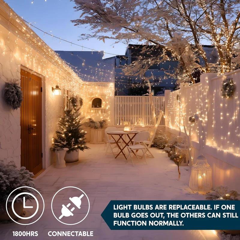 Christmas String Lights, 100CT Mini Warm Fairy Light,21.5FT Lighting Decor - White Wire