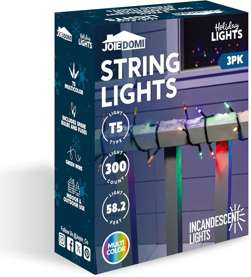 Multicolor Christmas String Lights,300Ct / 64.2FT Christmas Tree Lights Plug in Decorations - Green Wire