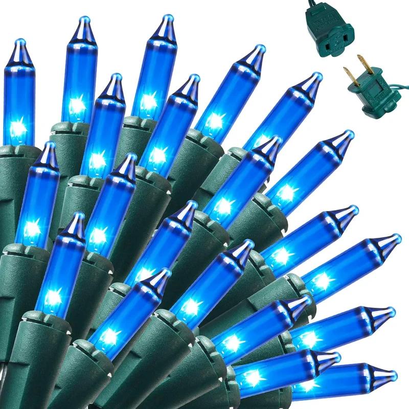 Blue Christmas String Lights,200CT /44.6FT Christmas Fairy Tree Lights Plug Decorations - Green Wire