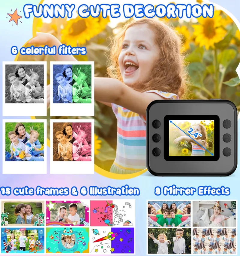 Kids Instant Print 1080P HD Video Digital Camera w/ 32G Card - (Black)
