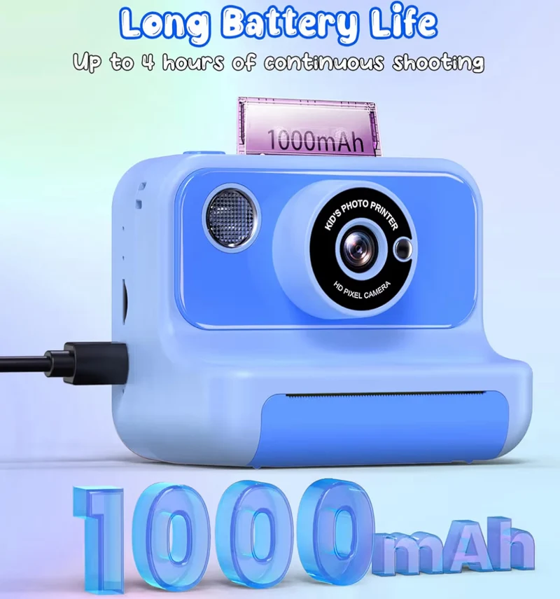 Kids Instant Print 1080P HD Video Digital Camera w/ 32G Card - (Blue)