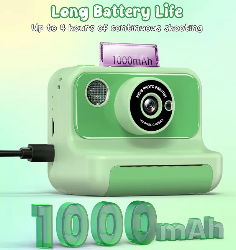 Kids Instant Print 1080P HD Video Digital Camera w/ 32G Card - (Green)