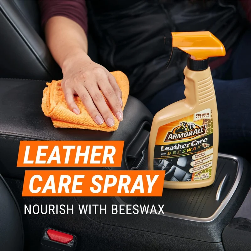 Armor All Car Leather Cleaner Spray, Beeswax Leather Care Spray for Cars, Trucks, Motorcycles (16 Oz)