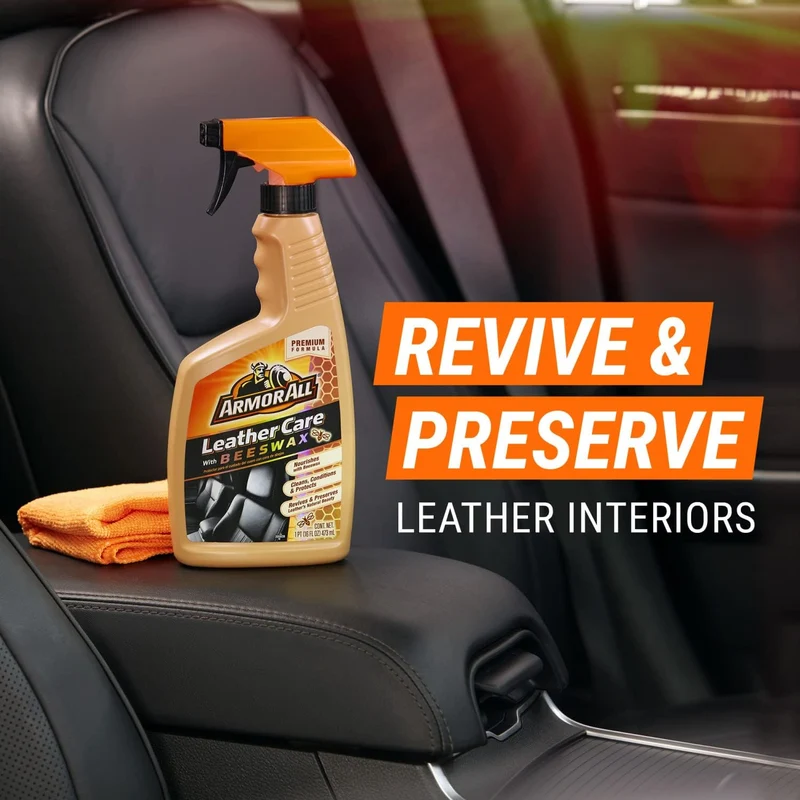 Armor All Car Leather Cleaner Spray, Beeswax Leather Care Spray for Cars, Trucks, Motorcycles (16 Oz)