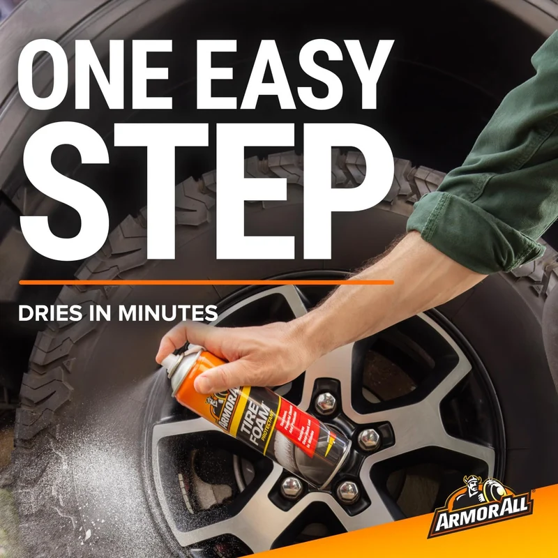Armor All Tire Foam, Tire Cleaner Spray for Cars, Trucks, Motorcycles (20 Oz)