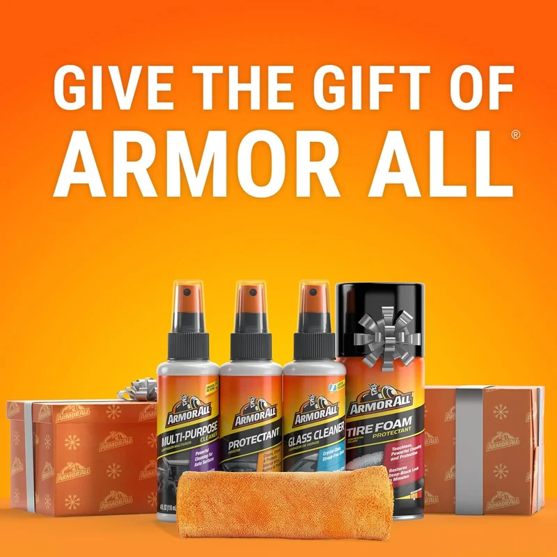 Armor All Car Wash and Car Interior Cleaner Kit, Includes Towel, Tire Foam, Glass Spray, Protectant Spray and Cleaning Spray