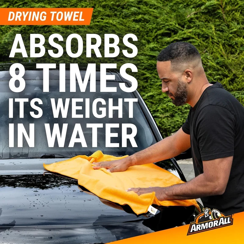 Armor All Car Wash and Car Interior Cleaner Kit, Includes Towel, Tire Foam, Glass Spray, Protectant Spray and Cleaning Spray