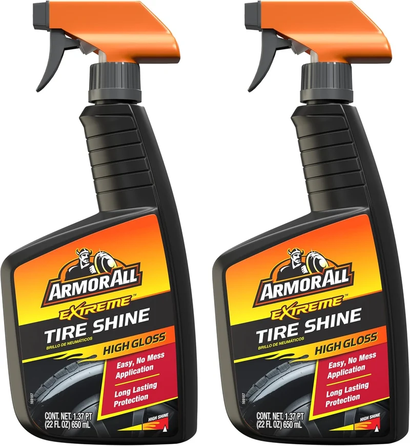Armor All Car Tire Shine, One-Step Tire Shine Spray for Precise, Even Shine and Minimal Overspray - 2CT