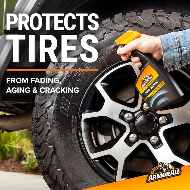 Armor All Car Tire Shine, One-Step Tire Shine Spray for Precise, Even Shine and Minimal Overspray - 2CT