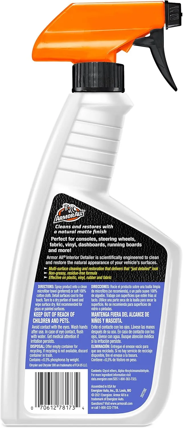 Armor All Interior Car Cleaner Formula, Detailer for Cars, Truck, Motorcycle (16 Fl Oz) Pack of 6