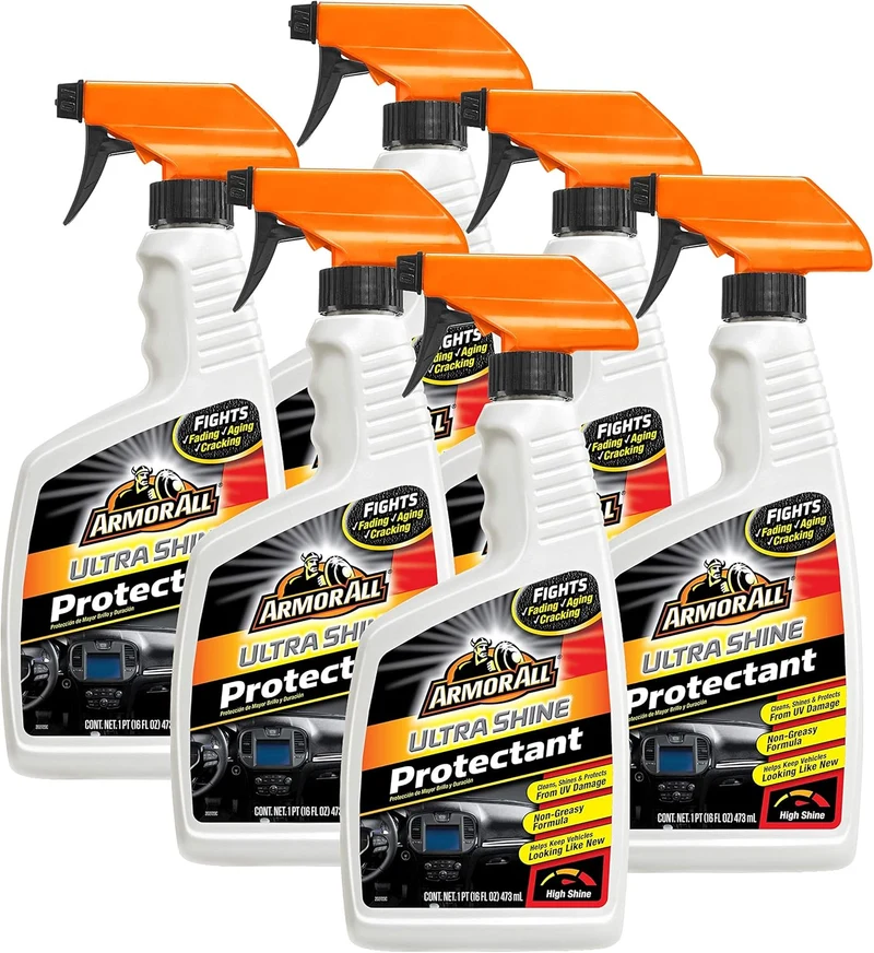 Armor All Interior Car Cleaner Spray Bottle, Protectant Cleaning for Cars, Truck, Motorcycle, Ultra Shine - 16 Fl Oz) Pack of 6