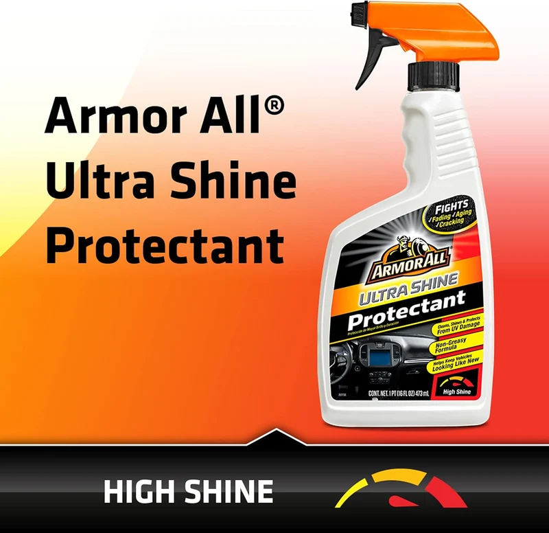 Armor All Interior Car Cleaner Spray Bottle, Protectant Cleaning for Cars, Truck, Motorcycle, Ultra Shine - 16 Fl Oz) Pack of 6