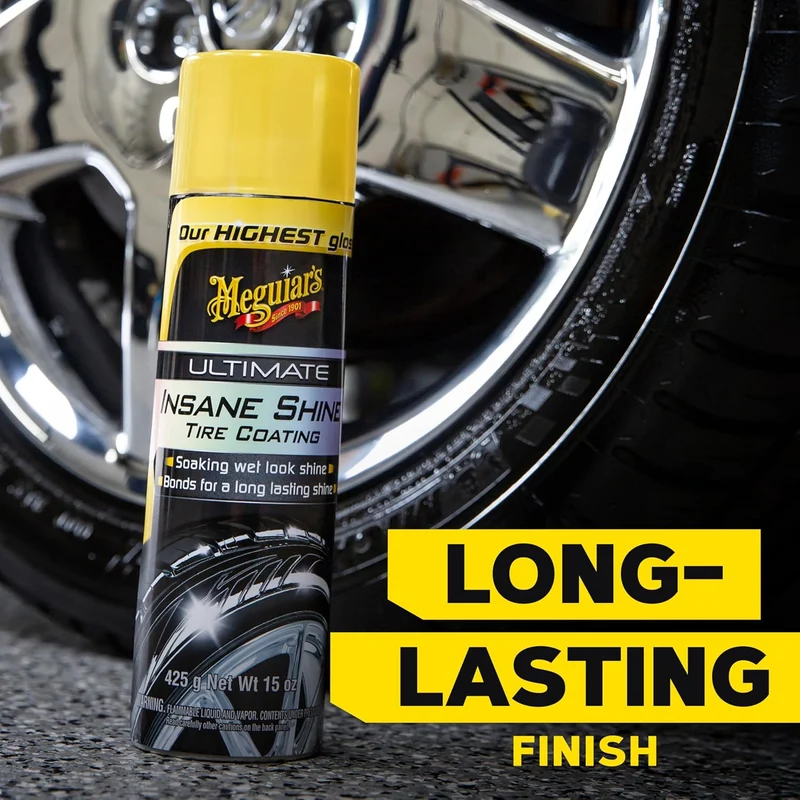 Meguiar's Ultimate Insane Shine Tire Coating Lasting Wet-Look Black Shine Ultimate Protection (15 Oz)