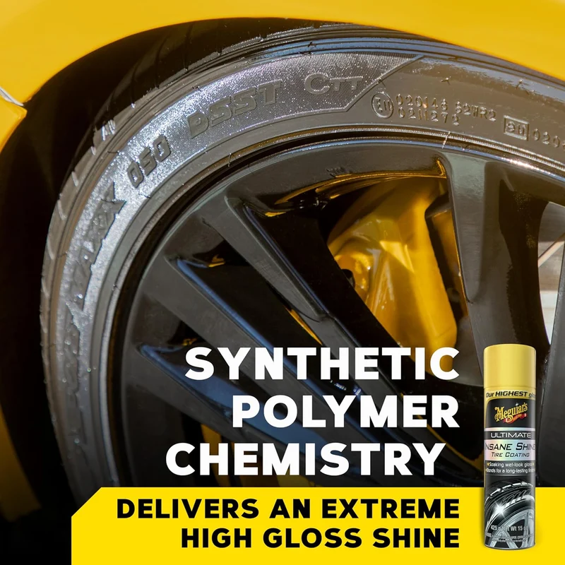 Meguiar's Ultimate Insane Shine Tire Coating Lasting Wet-Look Black Shine Ultimate Protection (15 Oz)