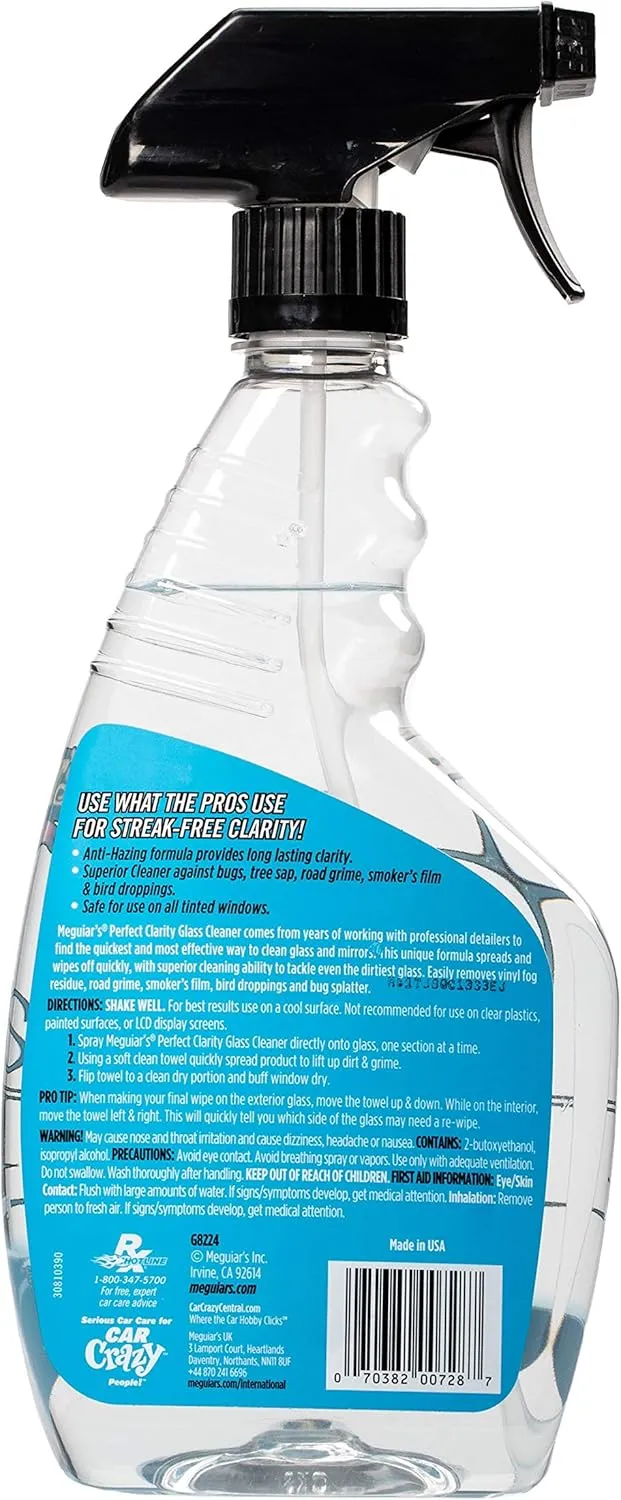 Meguiar's Perfect Clarity Glass Cleaner Windshields and Mirrors Gleaming Superior Streak Free Finish (24 Oz)