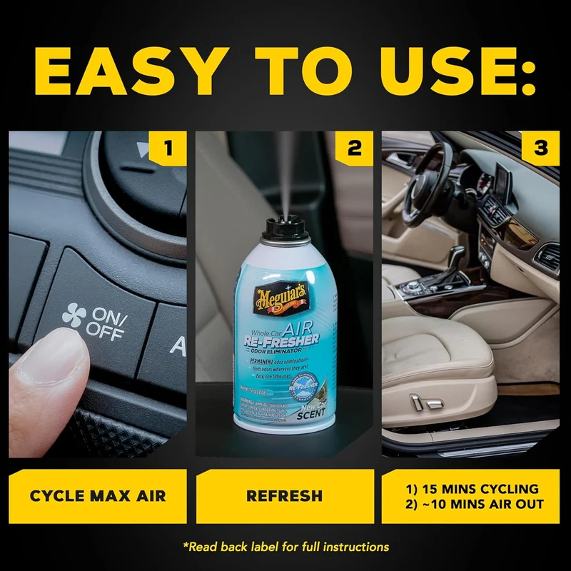 Meguiar's Whole Car Air Re-Fresher Odor Eliminator Mist - New Car Scent (2 oz)