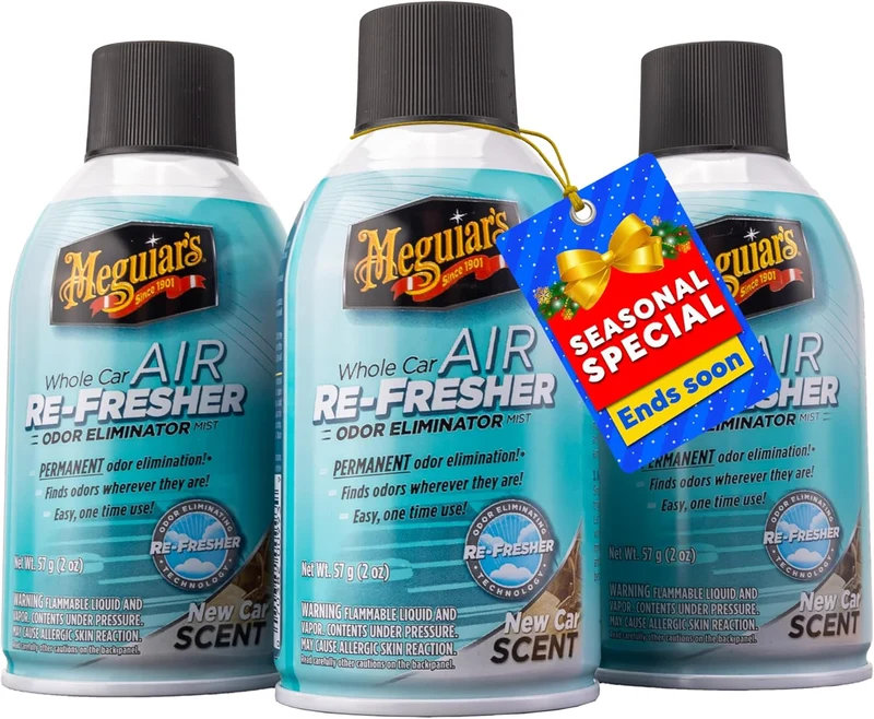 Meguiar's Whole Car Air Re-Fresher Odor Fighting Mist Air Freshener - New Car Scent - 3PK (2 Oz Spray Bottles)