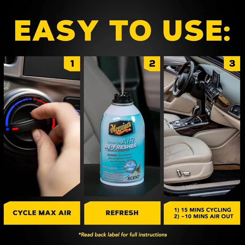 Meguiar's Whole Car Air Re-Fresher Odor Fighting Mist Air Freshener - New Car Scent - 3PK (2 Oz Spray Bottles)