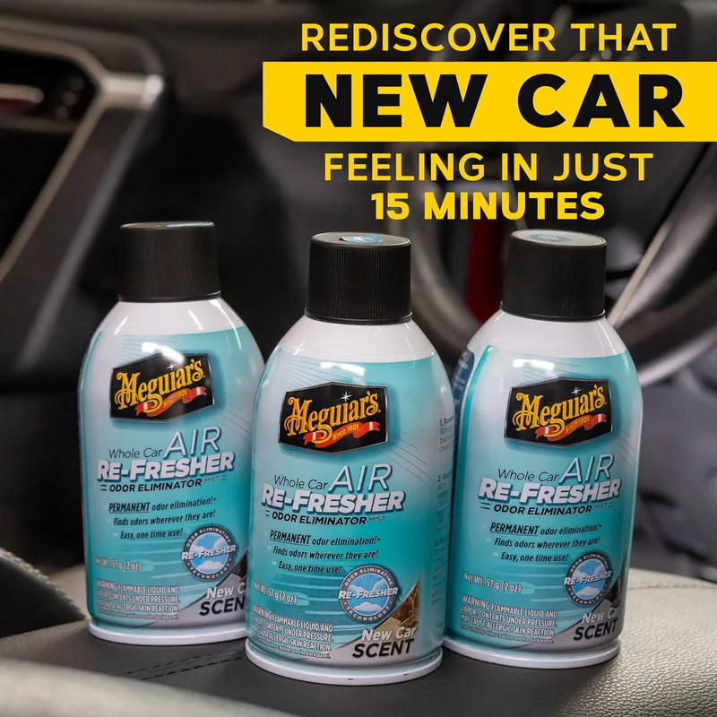 Meguiar's Whole Car Air Re-Fresher Odor Fighting Mist Air Freshener - New Car Scent - 3PK (2 Oz Spray Bottles)