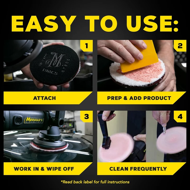Meguiar's DA 5’’ Microfiber Cutting Disc Pads Compatible with a DA Polisher for Car Detailing - 2 Pack