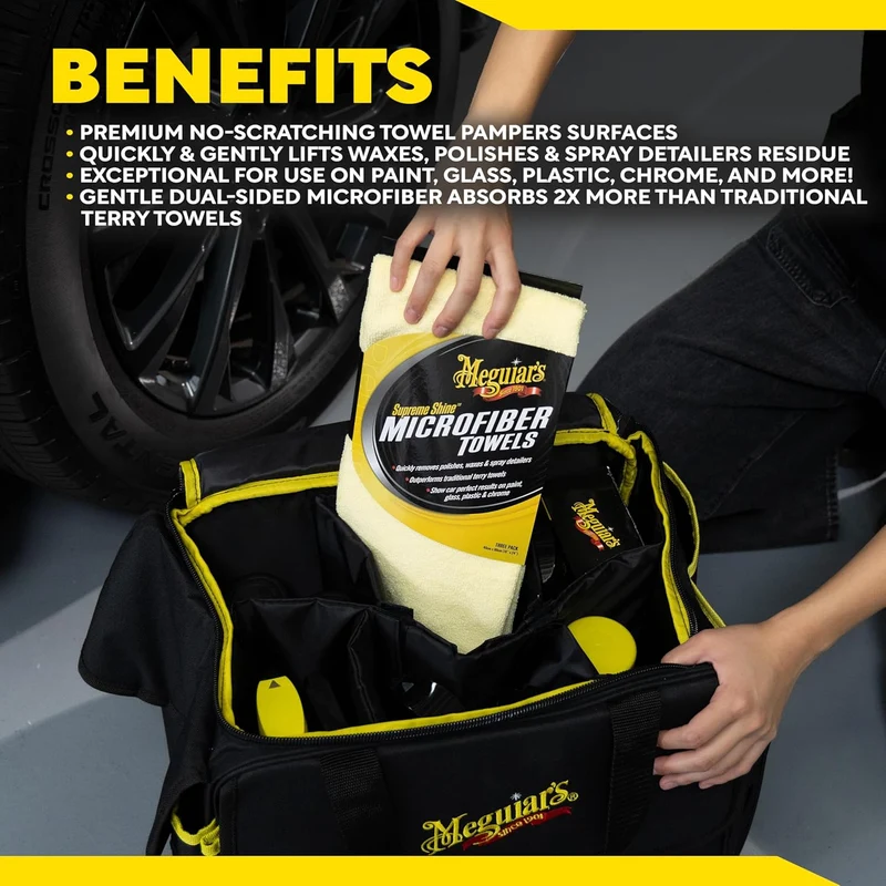 Meguiar's Supreme Shine Microfiber Towels for Cars, Absorbent Ultra-Plush - 3 Pack