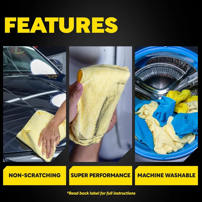 Meguiar's Supreme Shine Microfiber Towels for Cars, Absorbent Ultra-Plush - 3 Pack
