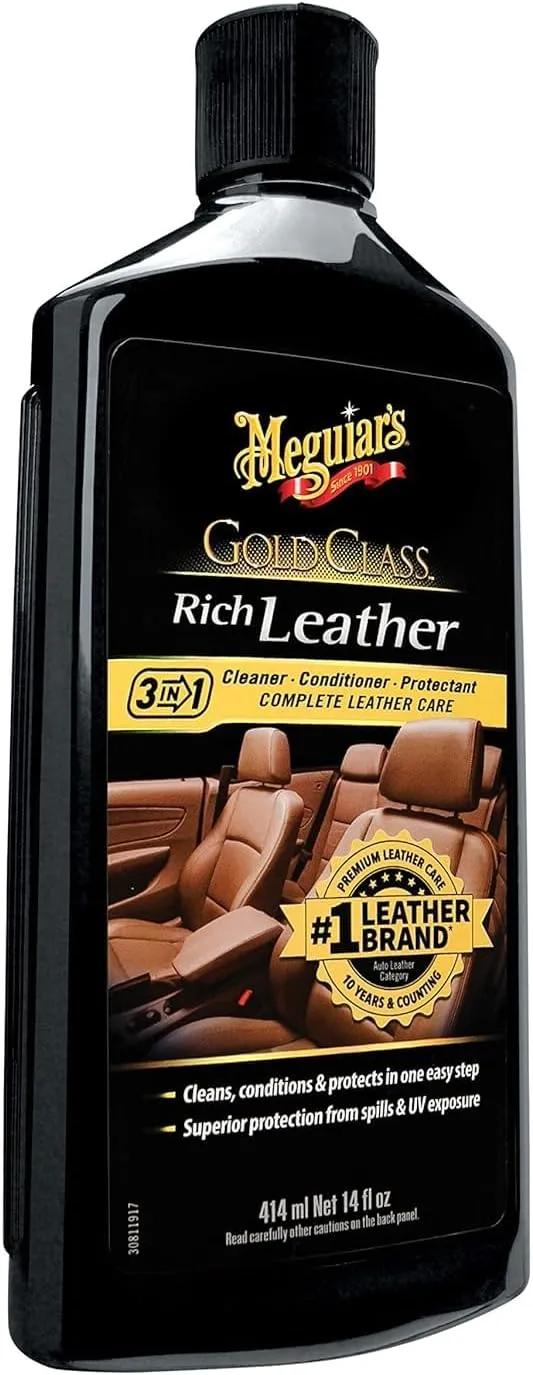 Meguiar's Gold Class Rich Leather Lotion - Cleans, Conditions & Protects for Complete Leather Care (14 Oz)