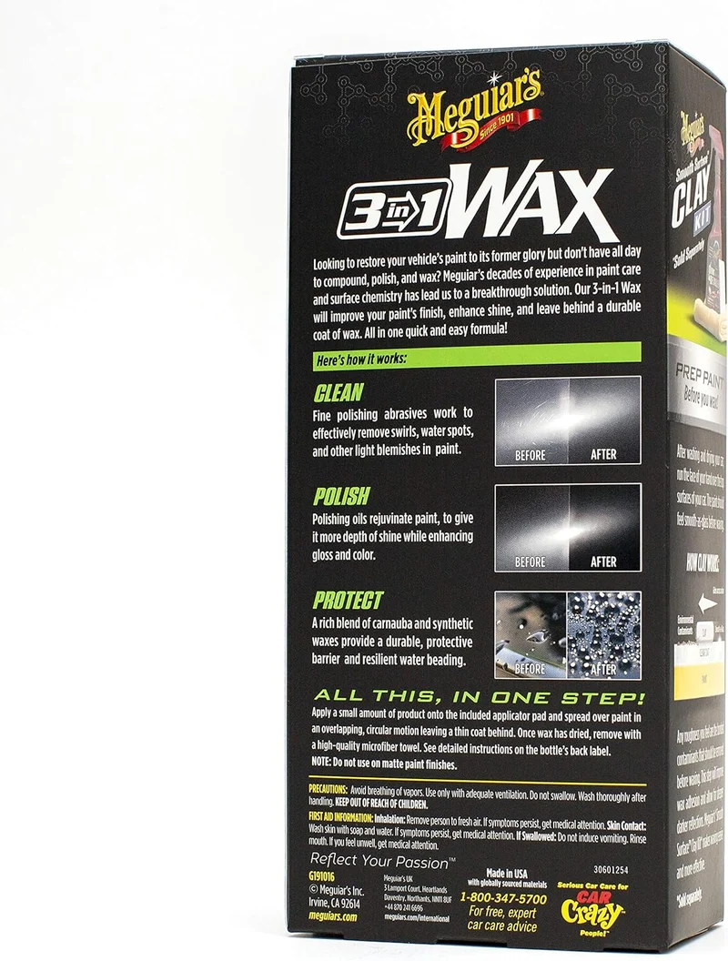 Meguiar's 3 In 1 Wax - Advanced Cleaner Wax that Blends Defect and Scratch Removal, Car Polishing for a High Gloss (16 Oz)