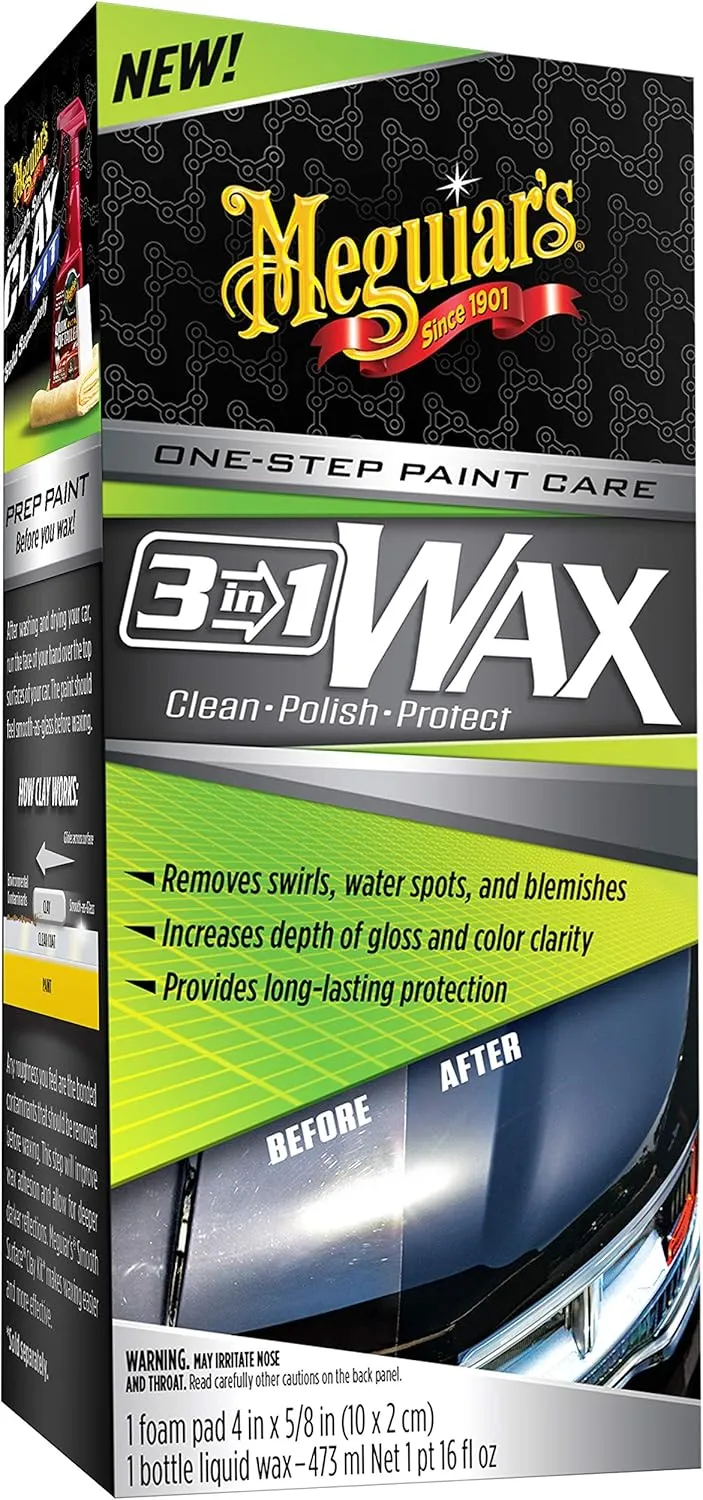 Meguiar's 3 In 1 Wax - Advanced Cleaner Wax that Blends Defect and Scratch Removal, Car Polishing for a High Gloss (16 Oz)