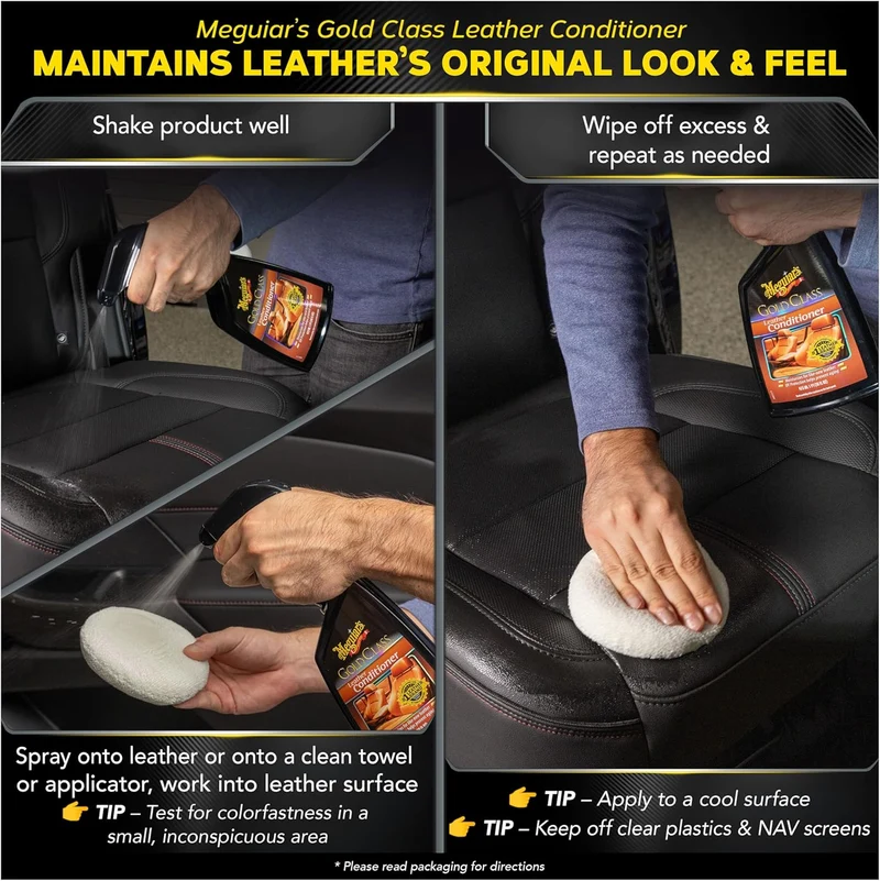 Meguiar's Leather Care Kit - Premium Car Cleaner and Conditioner Leather Cleaner for Car Interior, 2 Bottles (16 fl oz)