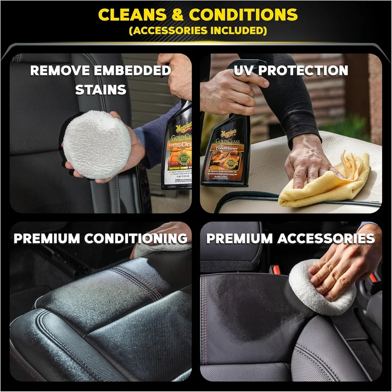 Meguiar's Leather Care Kit - Premium Car Cleaner and Conditioner Leather Cleaner for Car Interior, 2 Bottles (16 fl oz)
