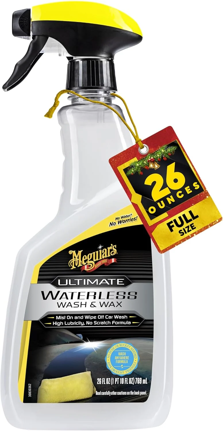 Meguiar’s Ultimate Waterless Wash & Wax, Scratch-Free Cleaning Spray 2-in-1 Detailer for Shine (26 Oz)